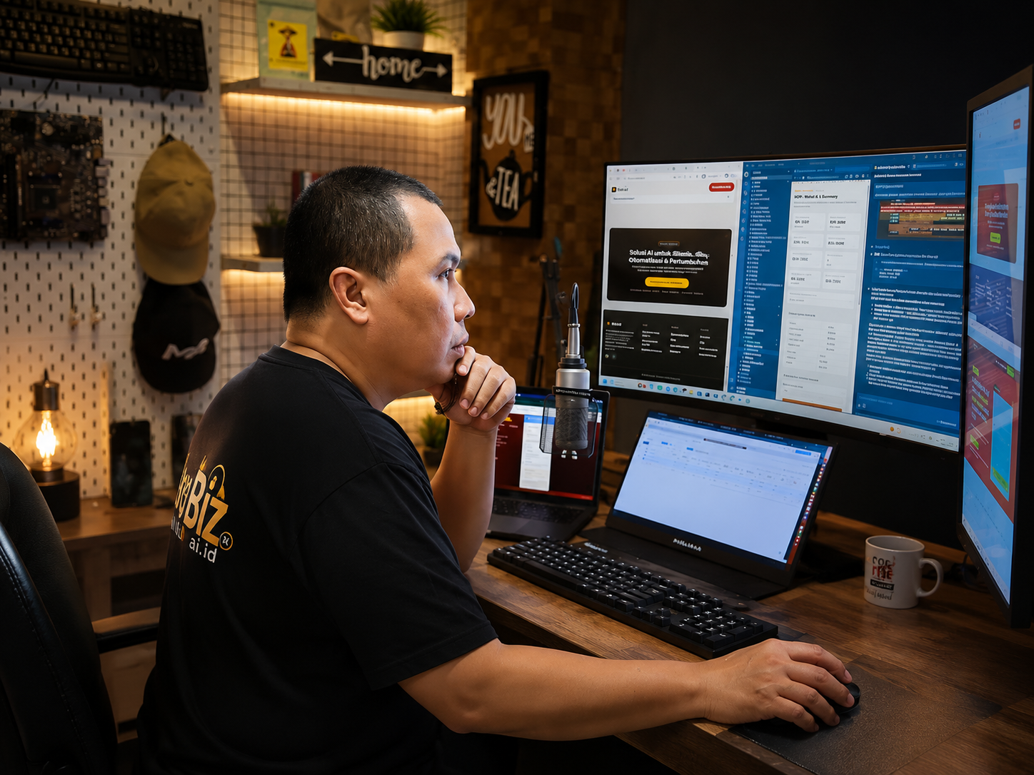 Edi Budiyanto membangun sistem AI langsung di workstation-nya